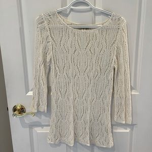 Womens cold water creek crocheted long sleeve top SZ XS 4-6